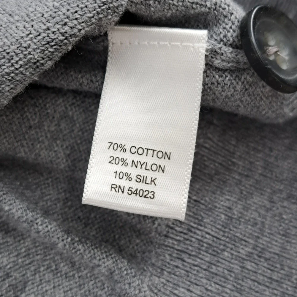 Banana Republic Mens large Gray Argyle Silk Blend V-Neck Cardigan Sweater